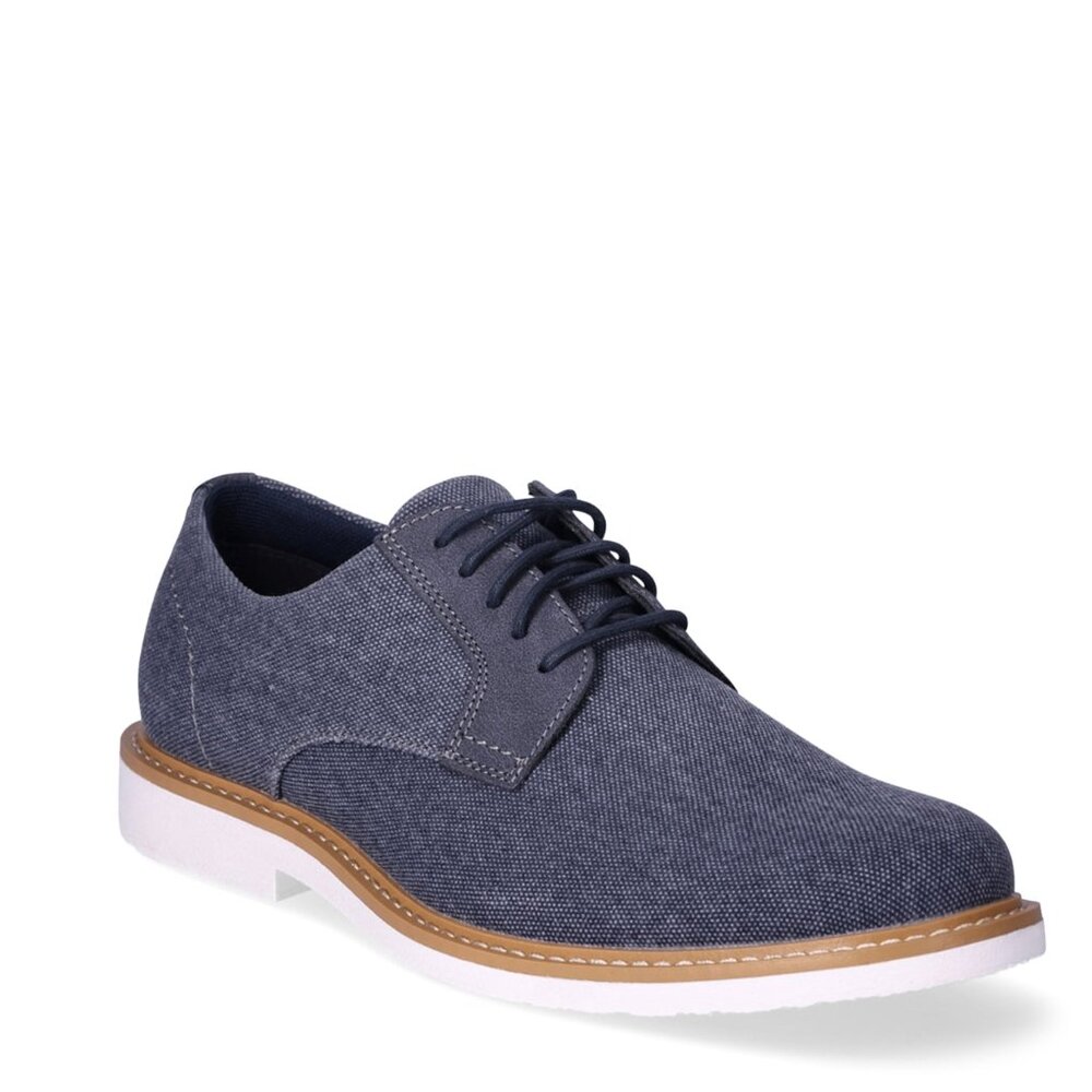 Men's Canvas Oxford Navy Lace Up Memory Foam Dress Shoes SIZE 8.5 NEW
